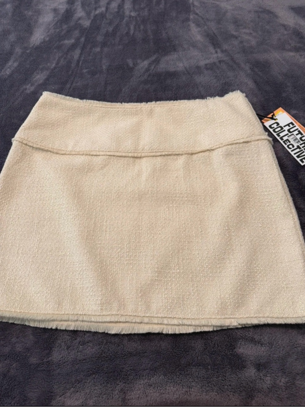 Cream Bouclé Mini Skirt